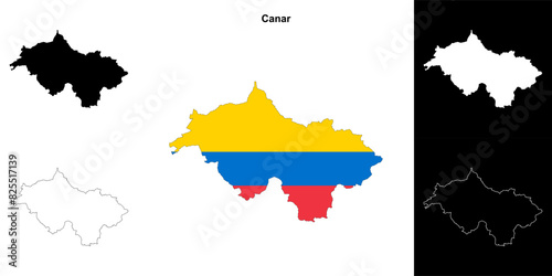 Canar province outline map set photo