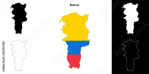 Bolivar province outline map set photo