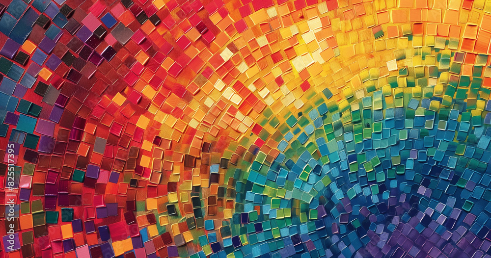 Obraz premium Rainbow Colored Background With Multicolored Squares