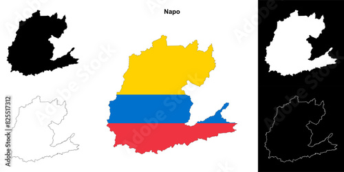 Napo province outline map set photo