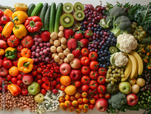 Fruit Vegetable Presentation  Veggie Fruits display wallpaper  Assortment of Fruits and Vegetables Background  Healthy fresh rainbow colored fruits and vegetables in a row