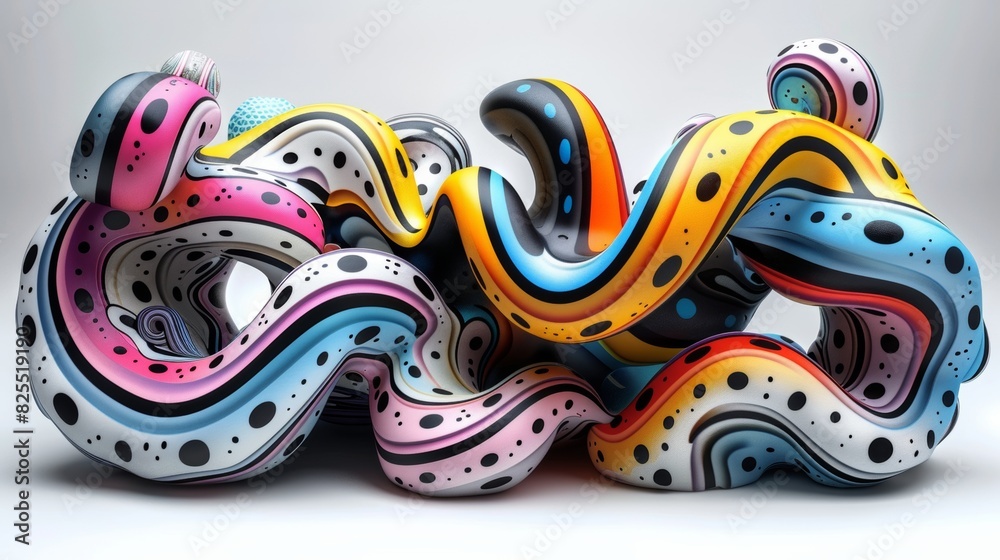 A colorful sculpture of a snake with many different colors, AI A colorful sculpture of a snake with many different colors, AI