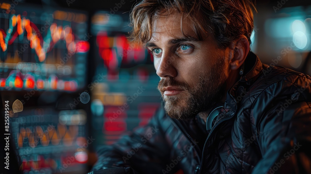 Young Investor Analyzing Steep Investment Growth: A Digital Chart Depicting the Dynamics of Financial Success Young Investor Analyzing Steep Investment Growth: A Digital Chart Depicting the Dynamics of Financial Success