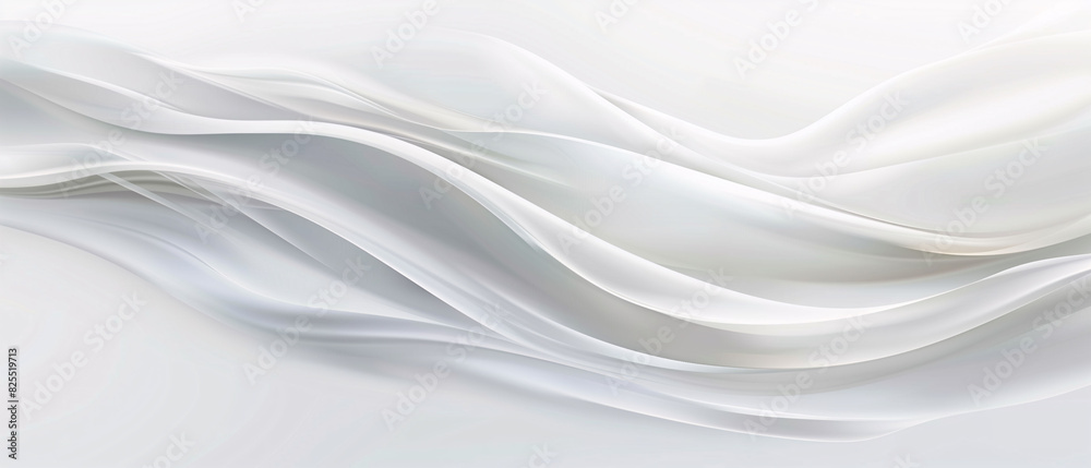Smooth Flowing White Silk with Abstract Wave Patterns Background