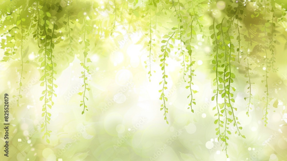 Lush green hanging vines against a bright sunny background perfect for spring and summer design projects Lush green hanging vines against a bright sunny background perfect for spring and summer design projects