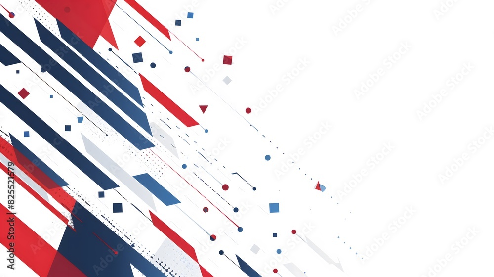 Obraz premium Abstract Background - Dynamic red, blue, and white geometric shapes on white background