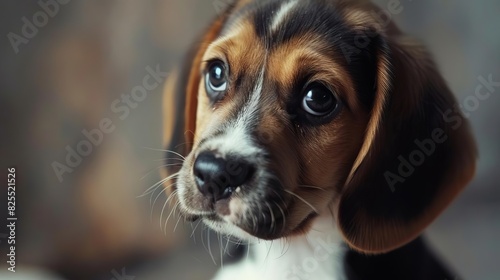 curious beagle puppy gazing with innocent expression adorable animal portrait capturing essence of youth © furyon