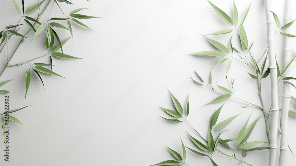 abstract white bamboo wall background space your text. stalk, branch and bamboo leaves. Nature backdrop white design abstract white bamboo wall background space your text. stalk, branch and bamboo leaves. Nature backdrop white design