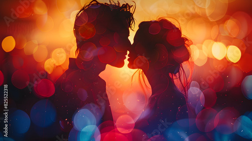 a couple kissing at night club