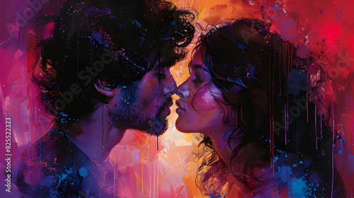 a couple kissing at night club