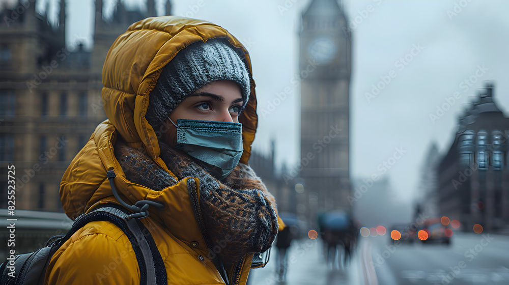 Person in a Yellow Jacket Standing in Front of Big Ben on a Rainy Day Person in a Yellow Jacket Standing in Front of Big Ben on a Rainy Day