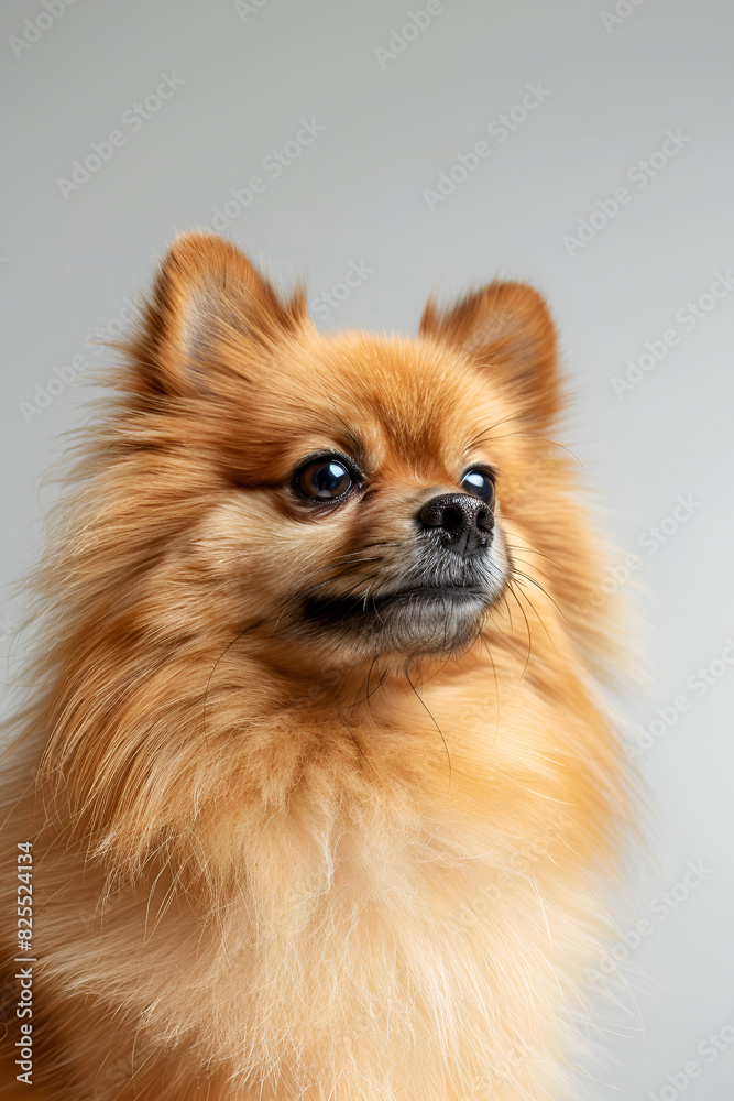 Studio portrait photo of a Pomeranian Spitz on a white background. Close-up, frontal view Studio portrait photo of a Pomeranian Spitz on a white background. Close-up, frontal view