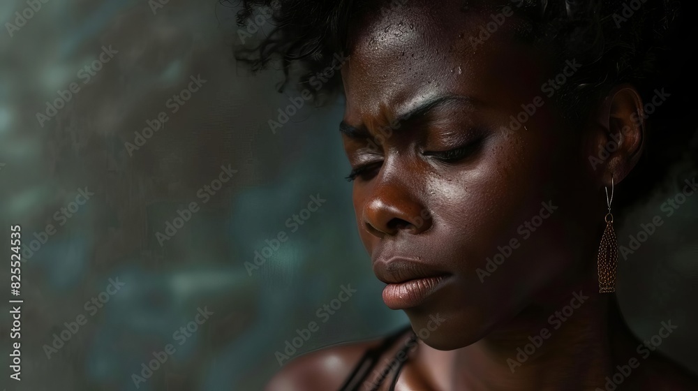 sad black woman crying depression and mental health crisis dark studio portrait sad black woman crying depression and mental health crisis dark studio portrait