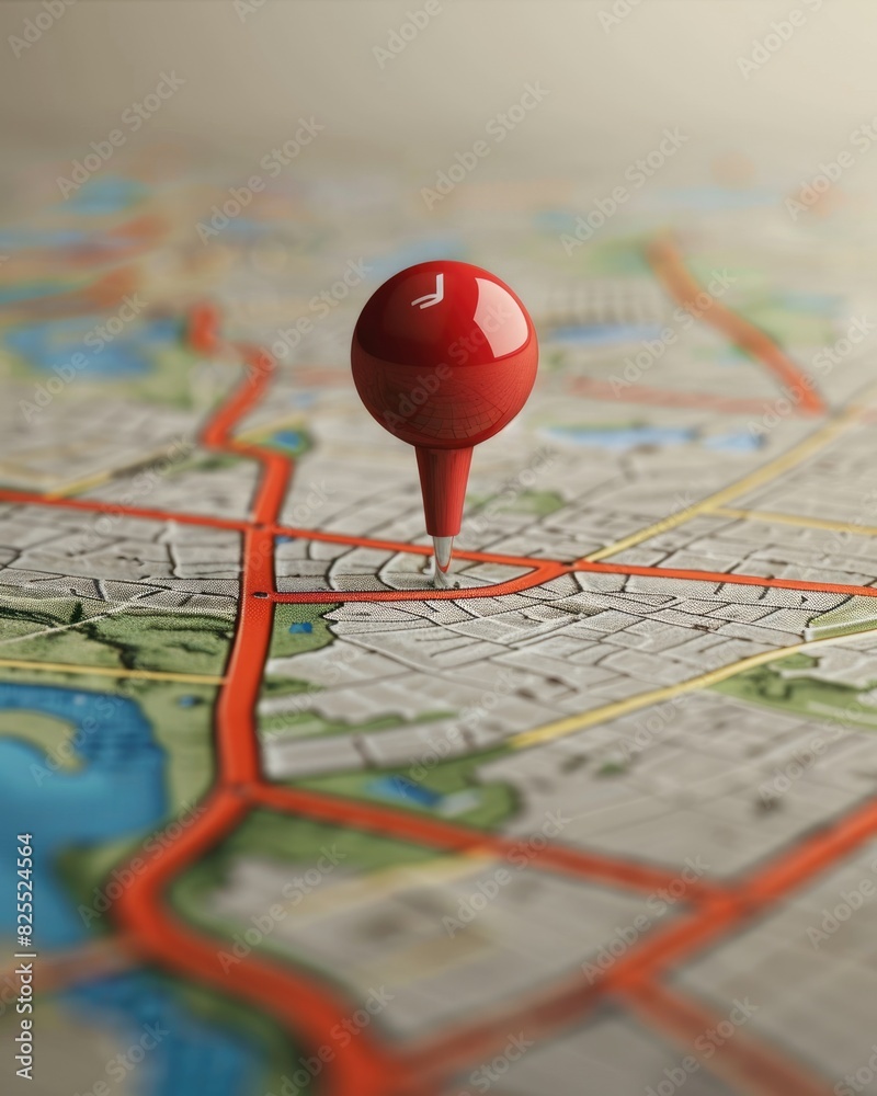 Territory Map. GPS Marker on Road Map for City Address Navigation