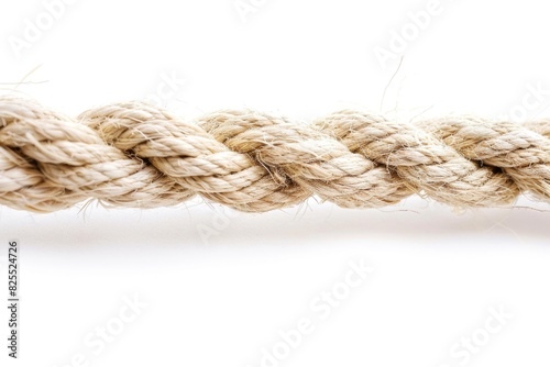 White String. Isolated Rope on White Background for Sailing and Rodeo Events