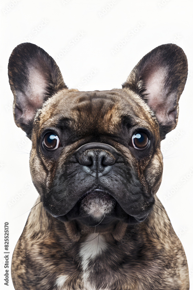 Studio portrait photo of a French bulldog on a white background. Close-up, full-face Studio portrait photo of a French bulldog on a white background. Close-up, full-face