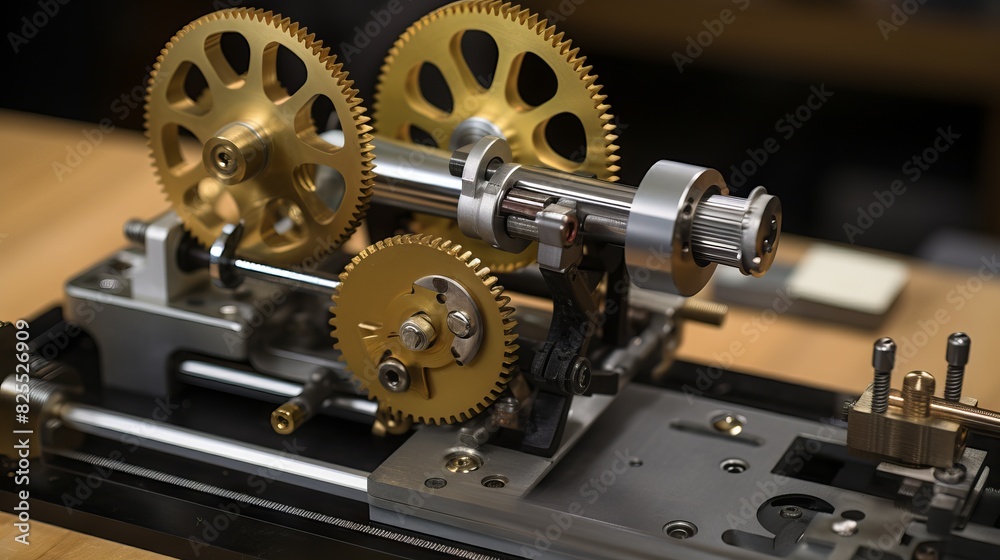 Fototapeta premium Macro photography of mechanical gears in a watch. Concept: Technology, mechanics, precision.