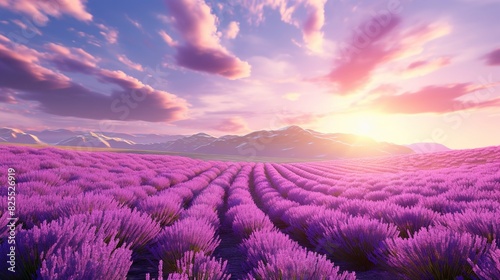 A photo of a vast field of blooming lavender.
