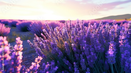 A photo of a vast field of blooming lavender.