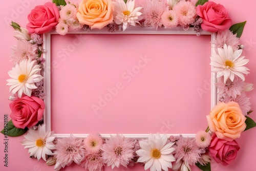 a frame made of various flowers