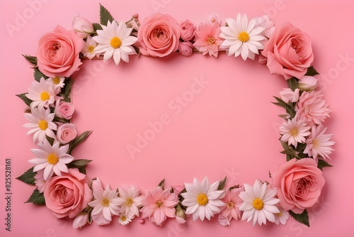 a frame made of various flowers