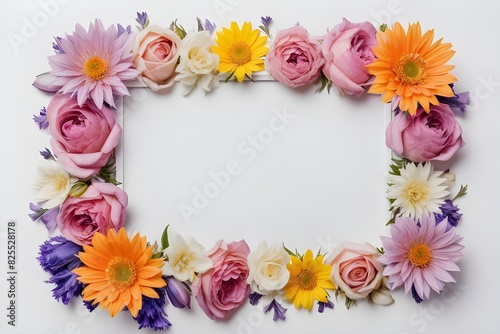 a frame made of various flowers