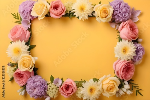 a frame made of various flowers