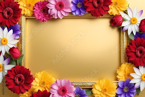 Wallpaper Mural a frame made of various flowers Torontodigital.ca