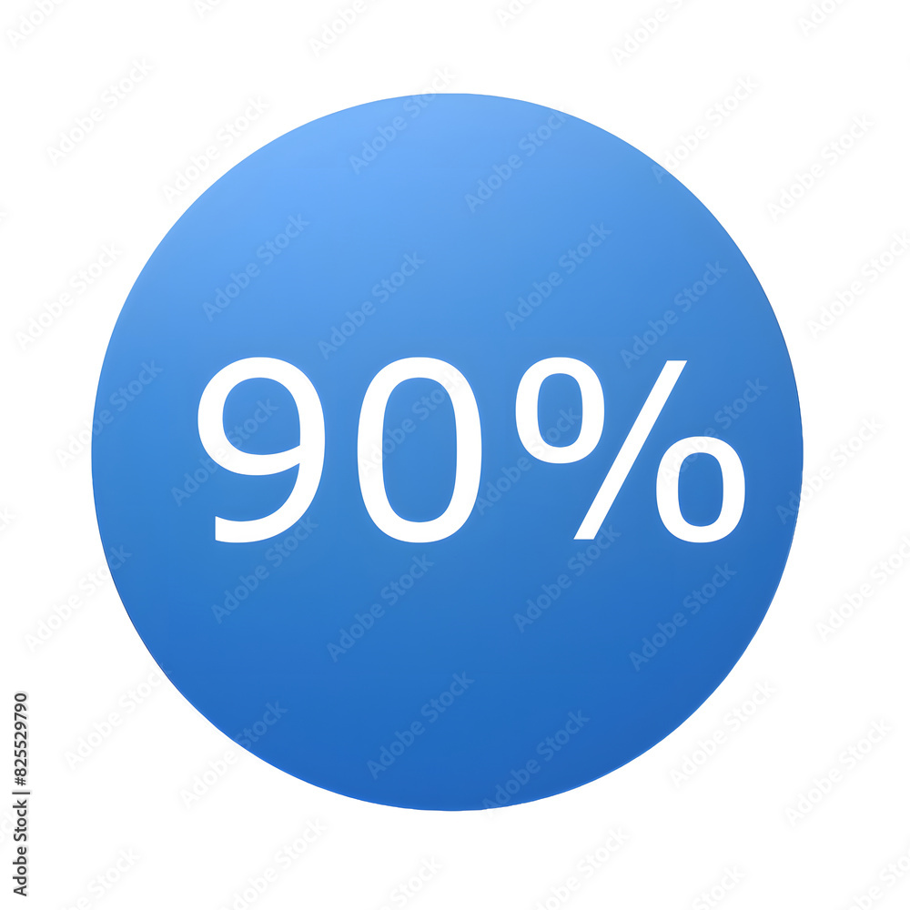 A round blue sticker with white text announcing a 90% discount. Perfect for sales and promotions A round blue sticker with white text announcing a 90% discount. Perfect for sales and promotions