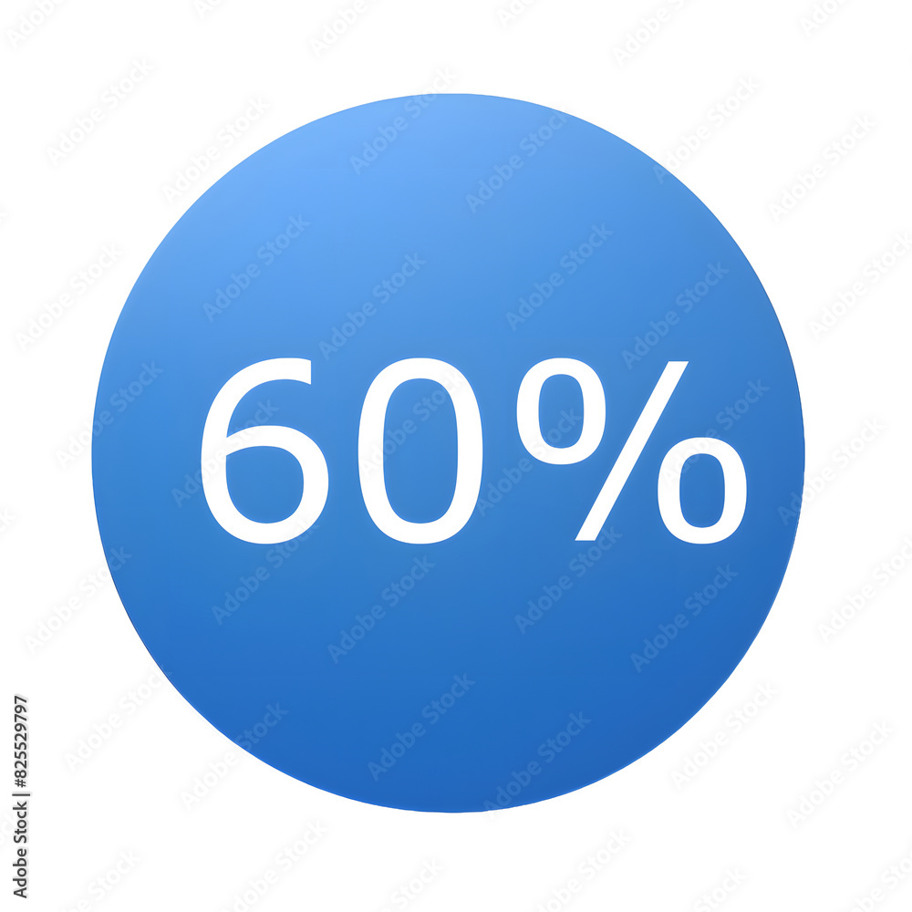 A round blue sticker with white text announcing a 60% discount. Perfect for sales and promotions A round blue sticker with white text announcing a 60% discount. Perfect for sales and promotions