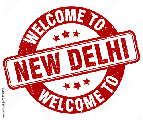 Welcome to New Delhi stamp. New Delhi round sign