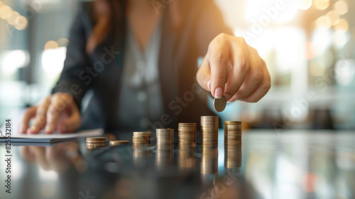 Coin stacking as a symbol for effectively managing finances and investments in times of inflation photo