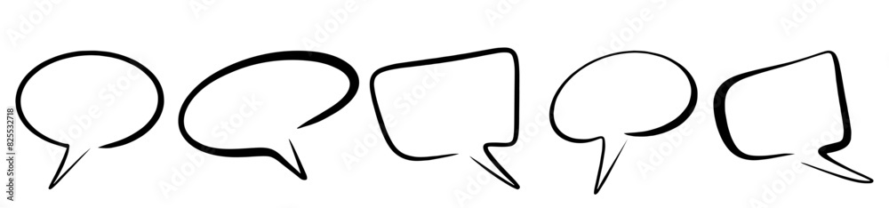 Set of hand drawn cartoon speech bubbles in black, isolated Set of hand drawn cartoon speech bubbles in black, isolated