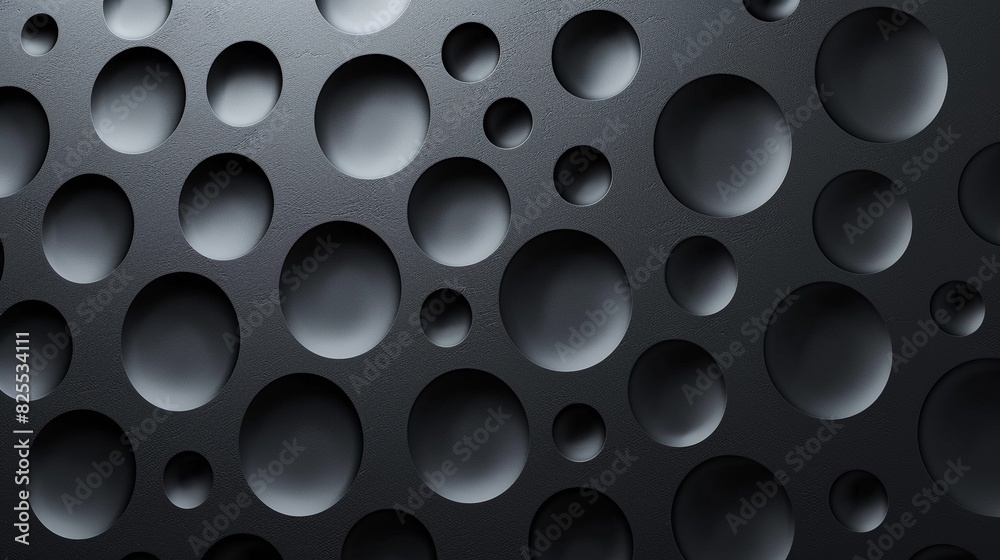 Futuristic perforated technology abstract background with blue neon glowing circles, waving and bokeh abstract black digital backgrounds. Futuristic perforated technology abstract background with blue neon glowing circles, waving and bokeh abstract black digital backgrounds.