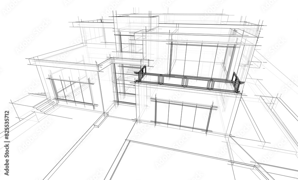 house building sketch architecture 3d illustration