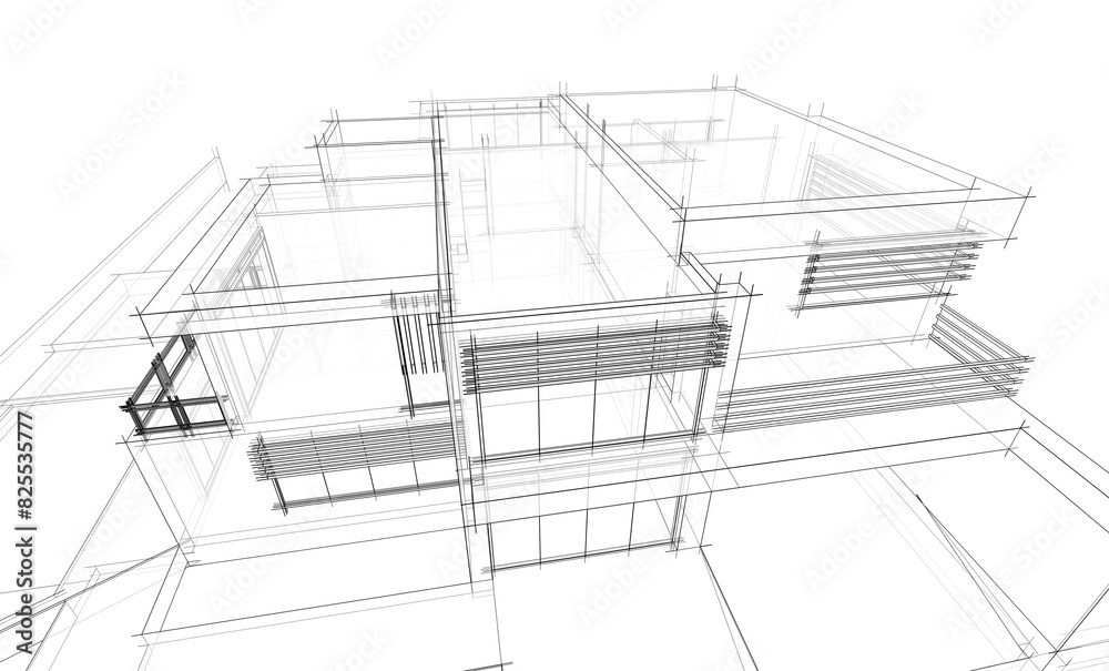 house building sketch architecture 3d illustration house building sketch architecture 3d illustration