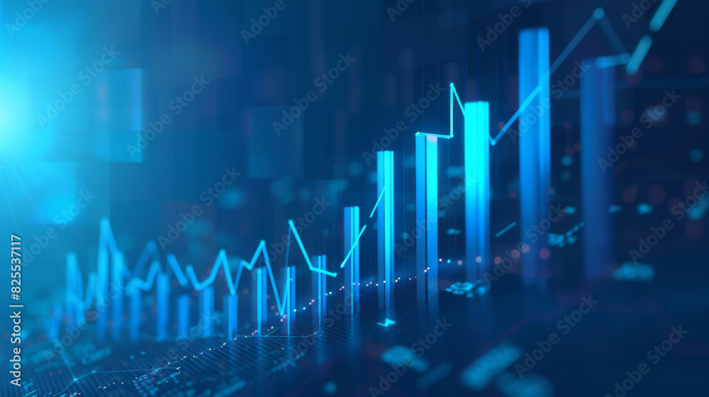 Digital illustration of ascending financial graphs symbolizing inflation on a dark, tech-infused background