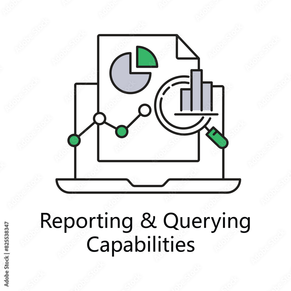 Reporting & Querying Capabilities Icons. Vector Icon Design