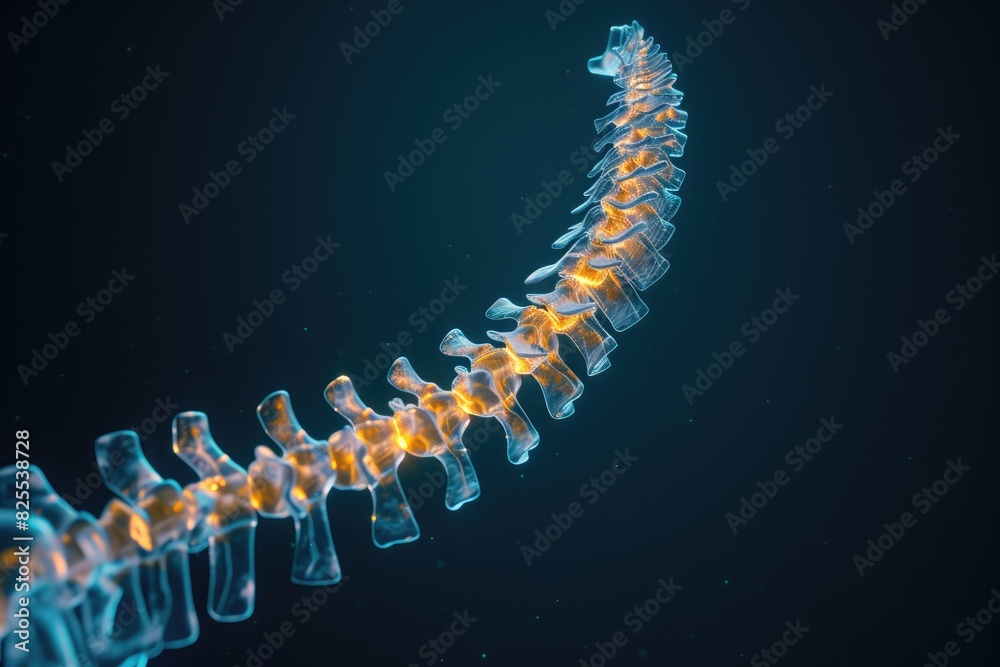 3D render of a human spine on blank background, Human spine 3d image ...