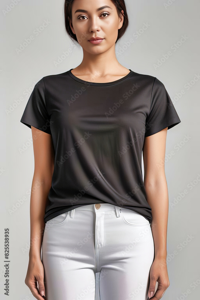 Obraz premium Hermoso modelo con ropa lisa para mockup, indumentaria, moda
