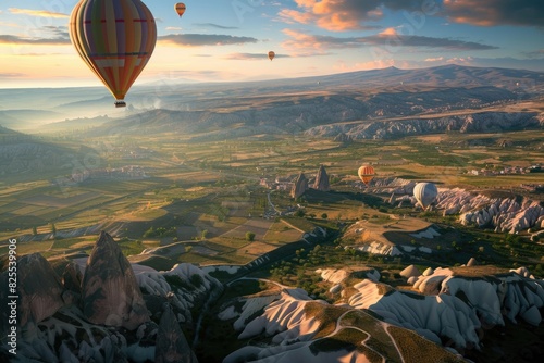 A hot air balloon ride over Cappadocia, Turkey photo