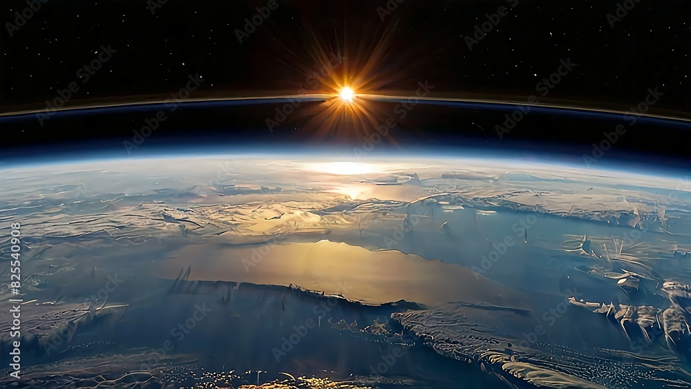 Orbital Aurora : A distant Earth, haloed by its thin atmosphere, basks in the sun’s radiant glow. Orbital Aurora : A distant Earth, haloed by its thin atmosphere, basks in the sun’s radiant glow.