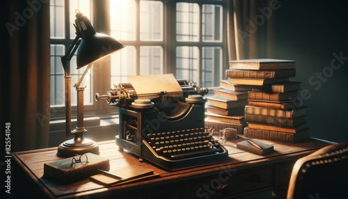 Old typewriter in retro, vintage style.