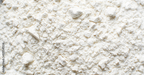 Overhead view of All purpose flour, close up view of baking flour banner
