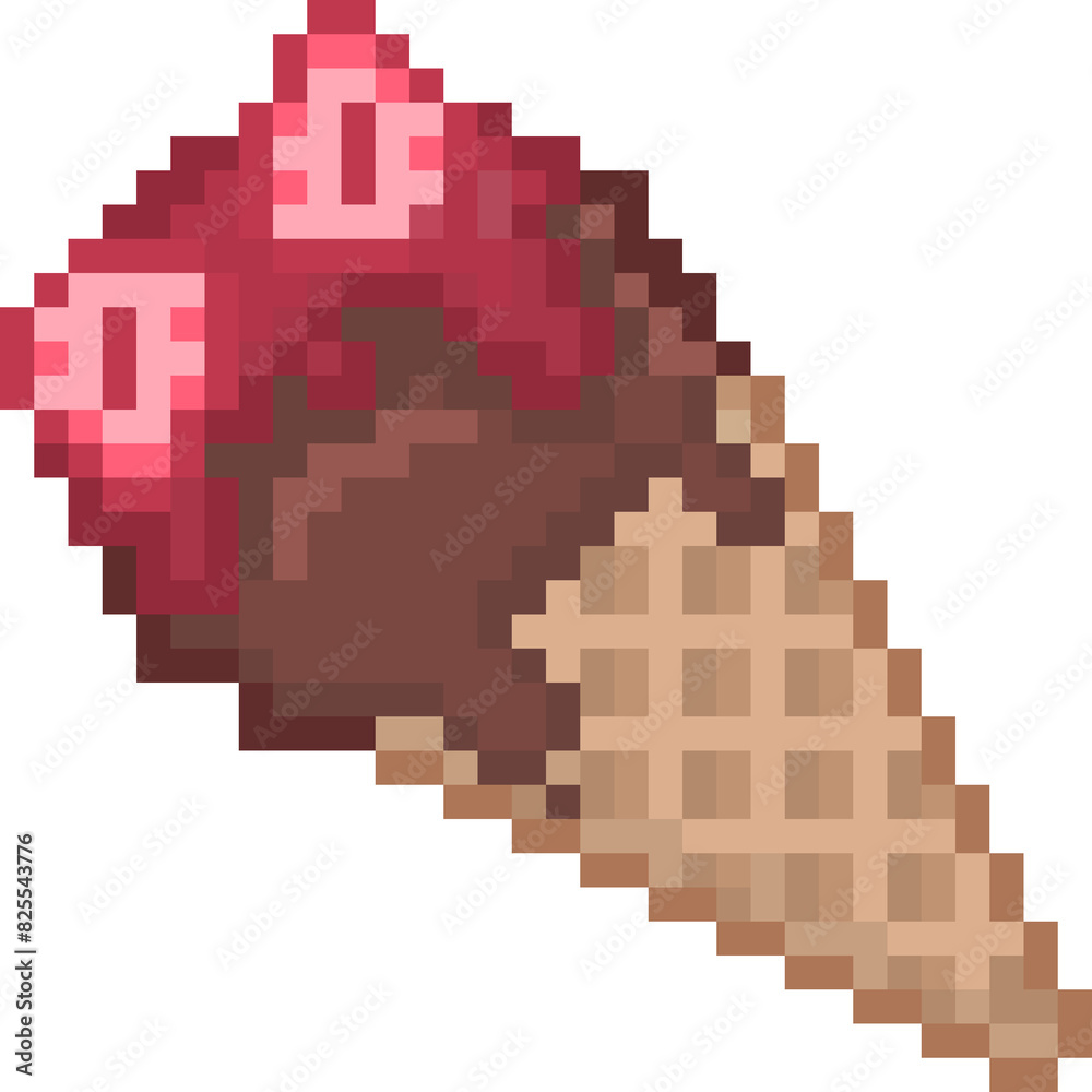 Fototapeta premium Strawberry Chocolate Ice Cream Cone