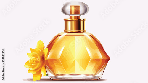 Elegant glass perfume bottle with yellow liquid and
