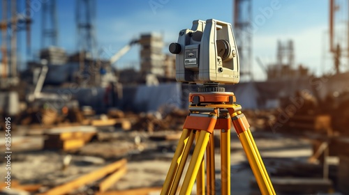 A photo of construction site surveying equipment.