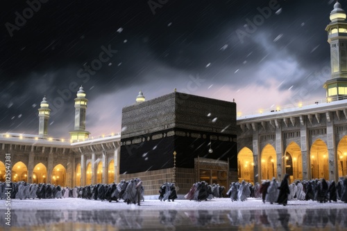 Pilgrims circumambulating the Kaaba photo