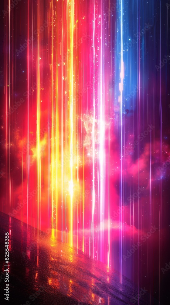 Neon light streaks creating a motion blur effect on a dark gradient. Creating a dynamic and vibrant visual effect that conveys energy and motion. Neon light streaks creating a motion blur effect on a dark gradient. Creating a dynamic and vibrant visual effect that conveys energy and motion.