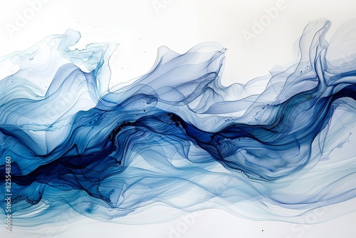Contemporary Ocean Waves  Fluid Forms in Abstract Ink Art